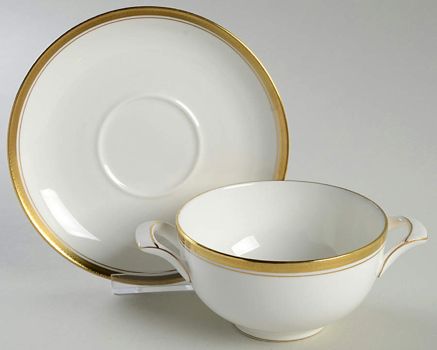 Elite Gold Flat Cream Soup Bowl & Saucer Set by Coalport-1