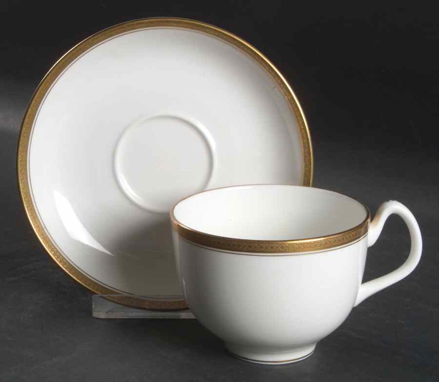 Elite Gold Flat Cup & Saucer Set by Coalport-1