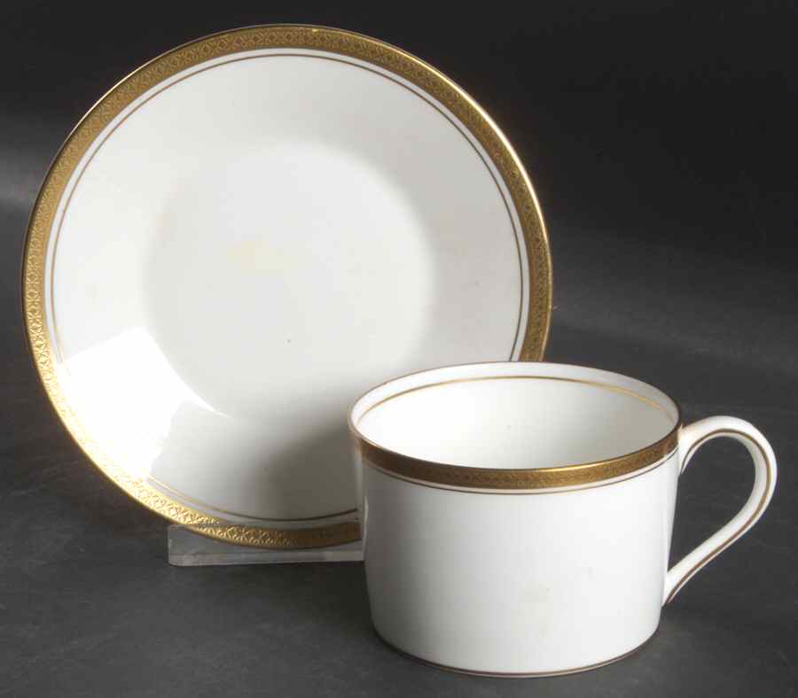 Elite Gold Flat Cup & Saucer Set by Coalport-1