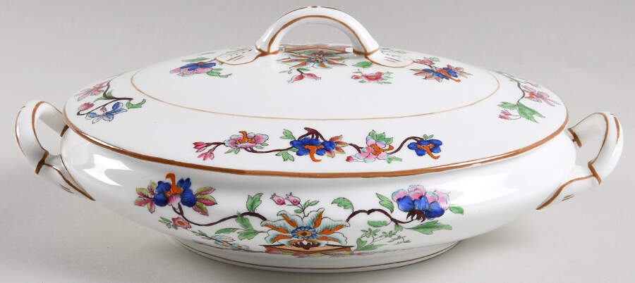 Flower Pot (Brown Trim, Smooth) Oval Covered Vegetable by Coalport-1