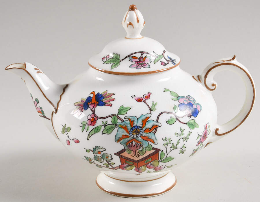 Flower Pot (Brown Trim, Smooth) Teapot & Lid by Coalport-1