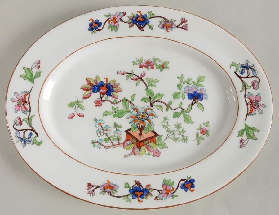 Flower Pot (Brown Trim, Smooth) 11" Oval Serving Platter by Coalport-1
