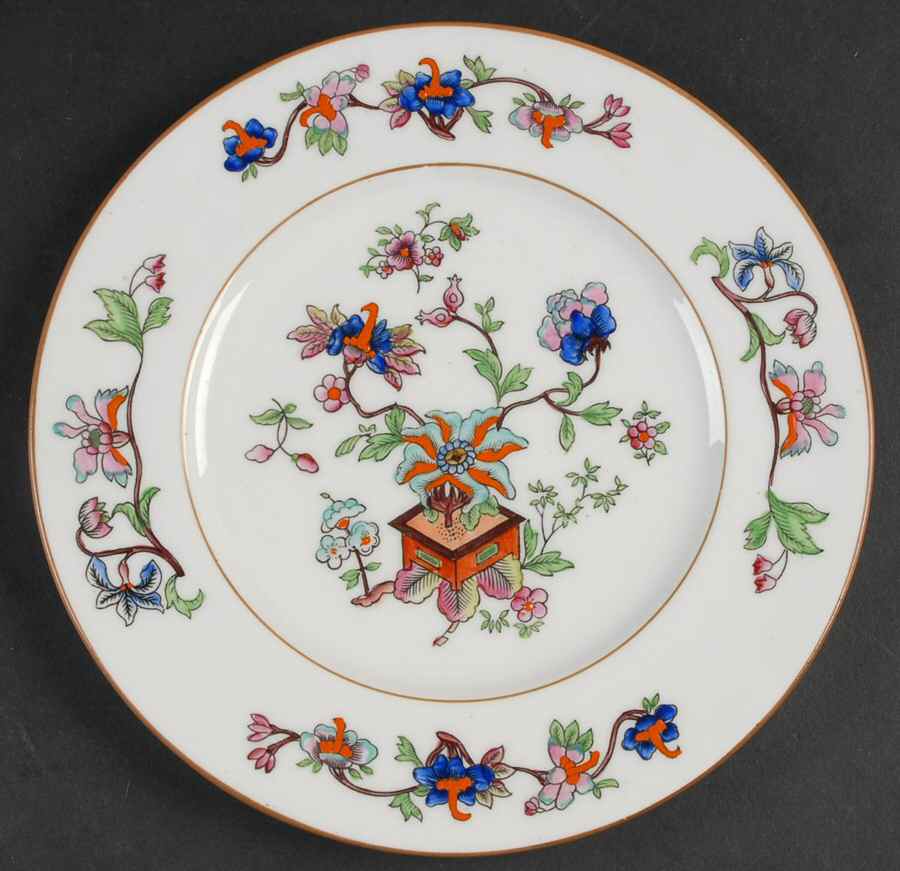 Flower Pot (Brown Trim, Smooth) Luncheon Plate by Coalport-1