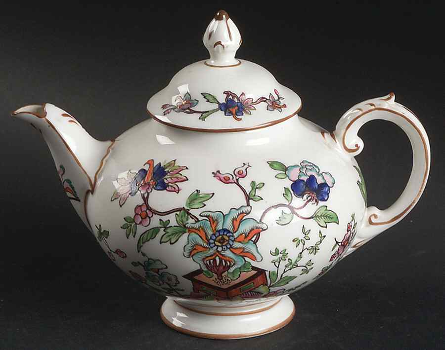 Flower Pot (Brown Trim, Smooth) Mini Teapot & Lid by Coalport-1