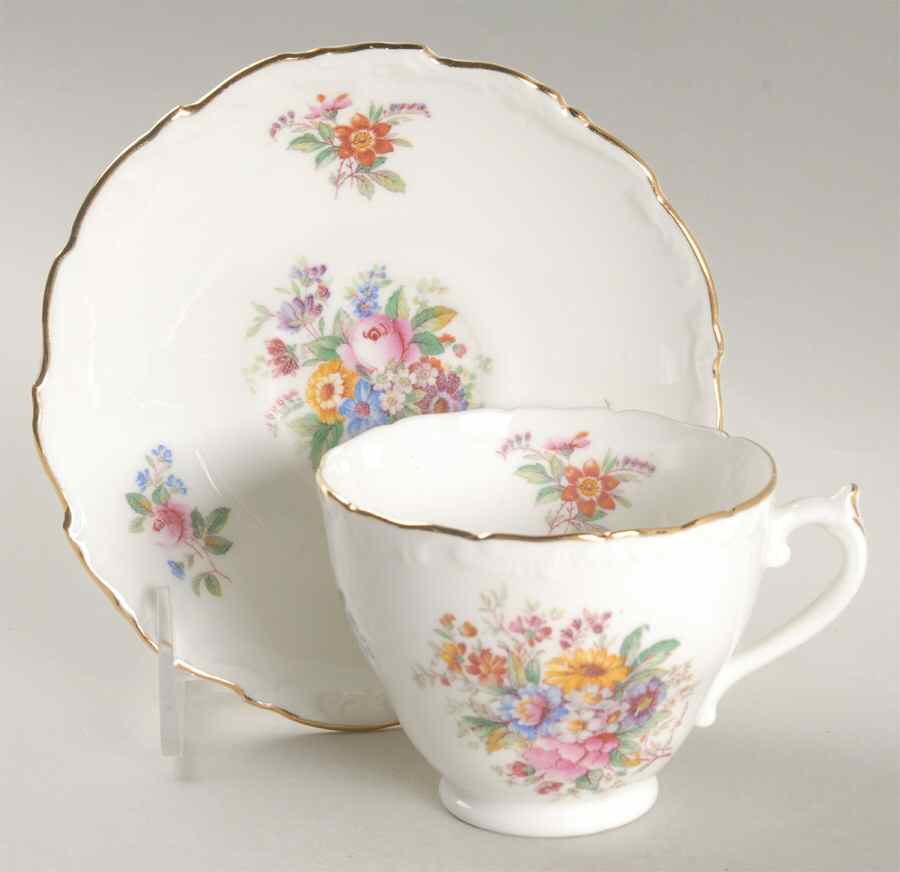 Fragrance (9504, Raised Edge) Footed Cup & Saucer Set by Coalport-1