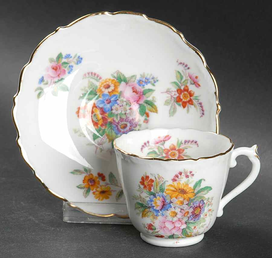 Fragrance (9504, Raised Edge) Footed Demitasse Cup & Saucer Set by Coalport-1