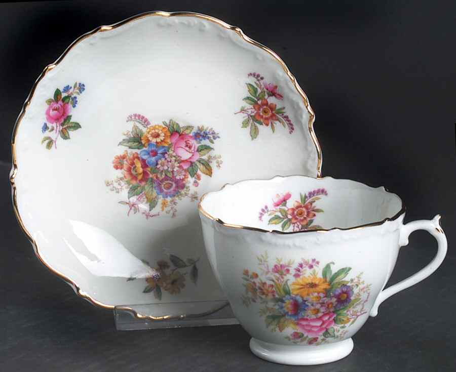 Fragrance (9504, Raised Edge) Footed Cup & Saucer Set by Coalport-1