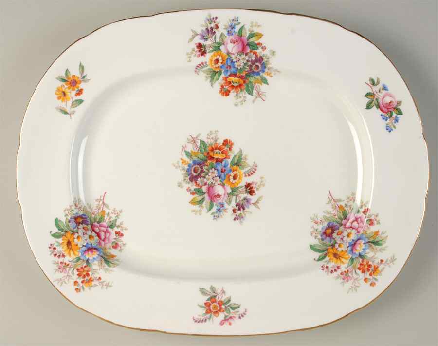 Fragrance (9054, Not Raised, Scalloped) 15" Oval Serving Platter by Coalport-1