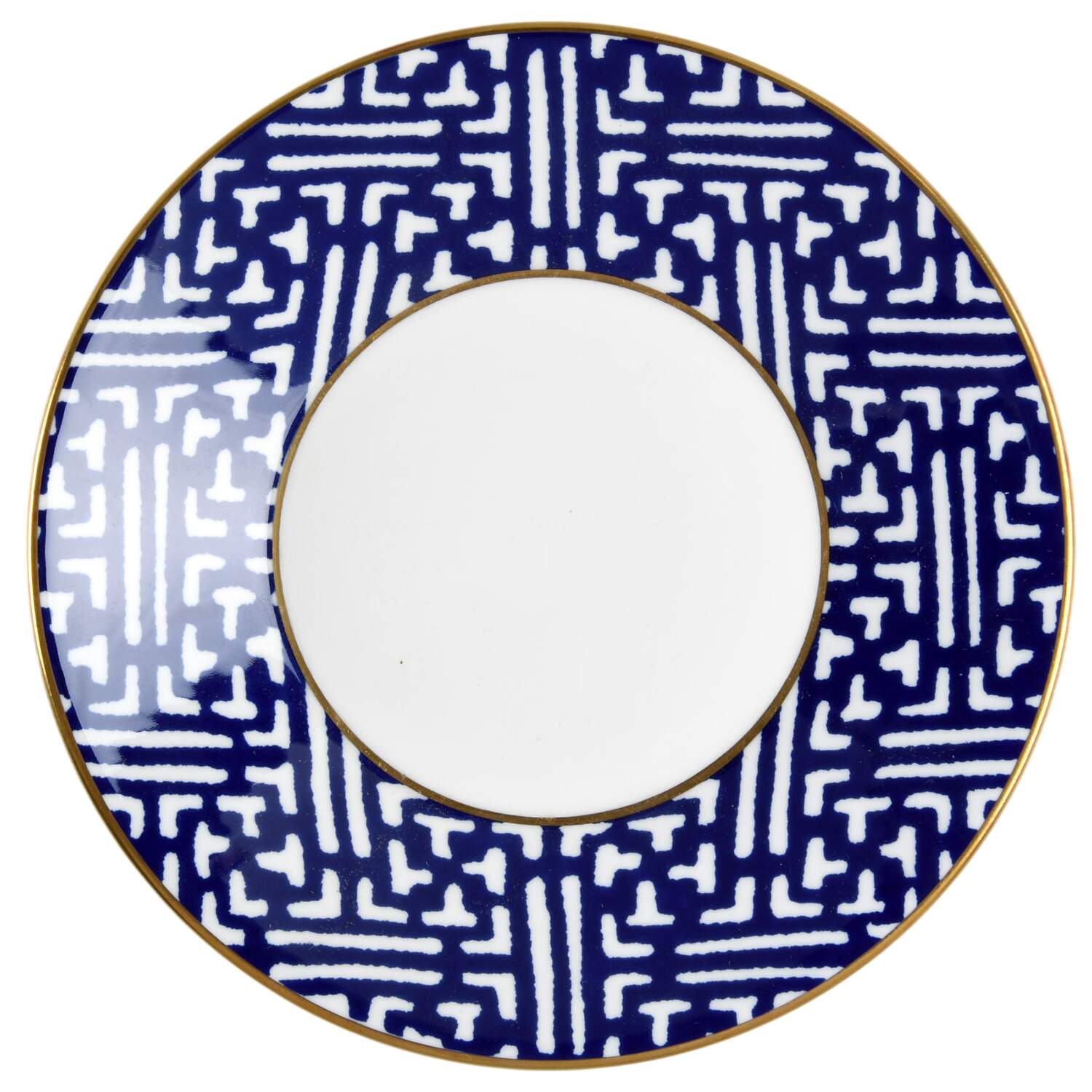 Fretwork Blue (Canton) Saucer by Coalport-1