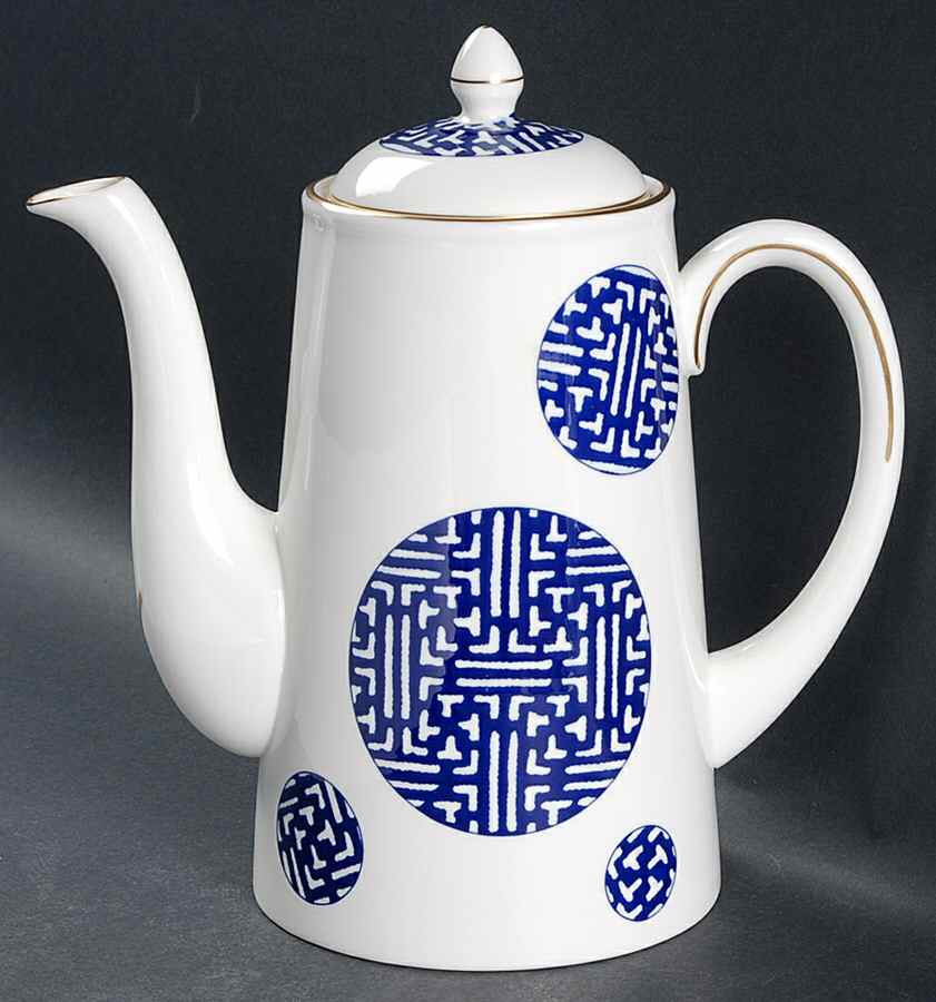 Fretwork Blue (Canton) Coffee Pot & Lid by Coalport-1