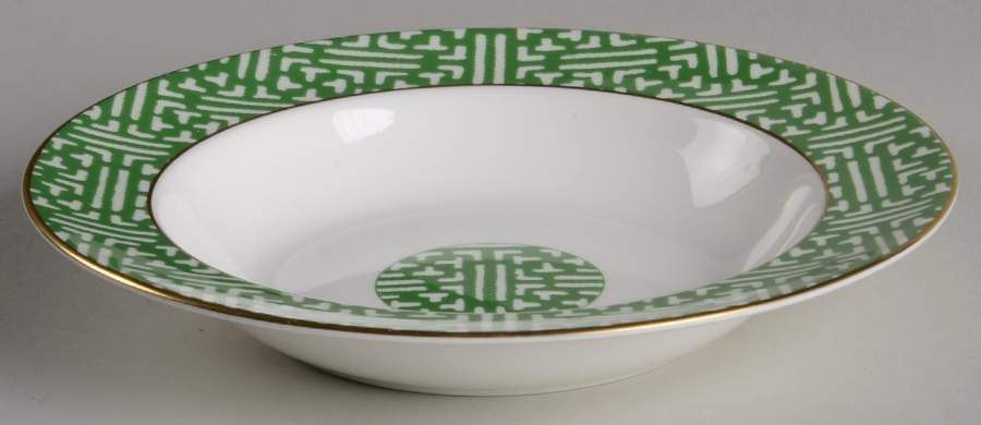 Fretwork Green (Shanghai) Rim Soup Bowl by Coalport-1
