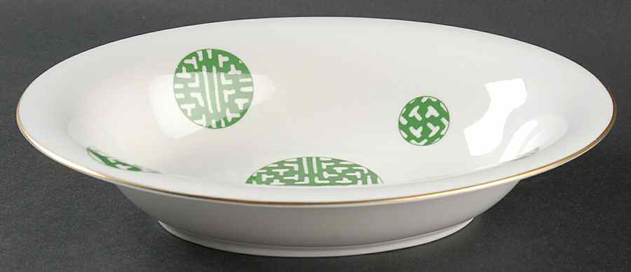 Fretwork Green (Shanghai) 9" Oval Vegetable Bowl by Coalport-1