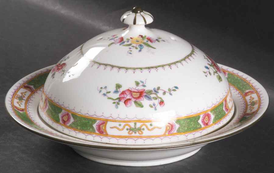 French Noble Round Covered Butter by Coalport-1