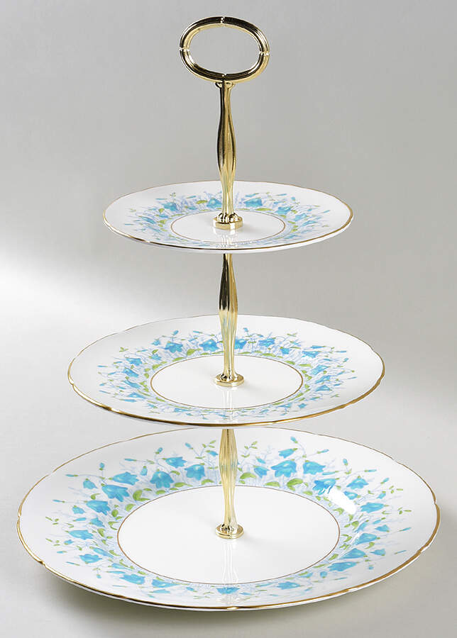 Harebell Turquoise 13 7/8"-14 1/4" 3-Tiered Serving Tray(DP,SP,BB) HC by Coalport-1