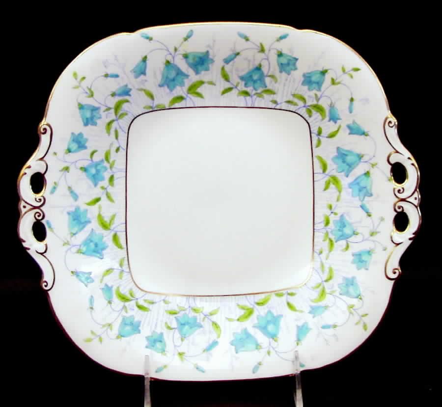 Harebell Turquoise Handled Cake Plate by Coalport-1