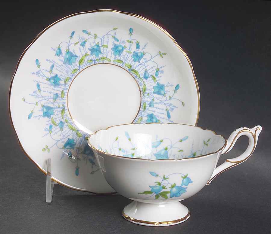 Harebell Turquoise Footed Cup & Saucer Set by Coalport-1