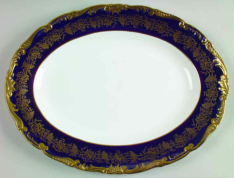 Hazelton Cobalt Blue 13" Oval Serving Platter by Coalport-1