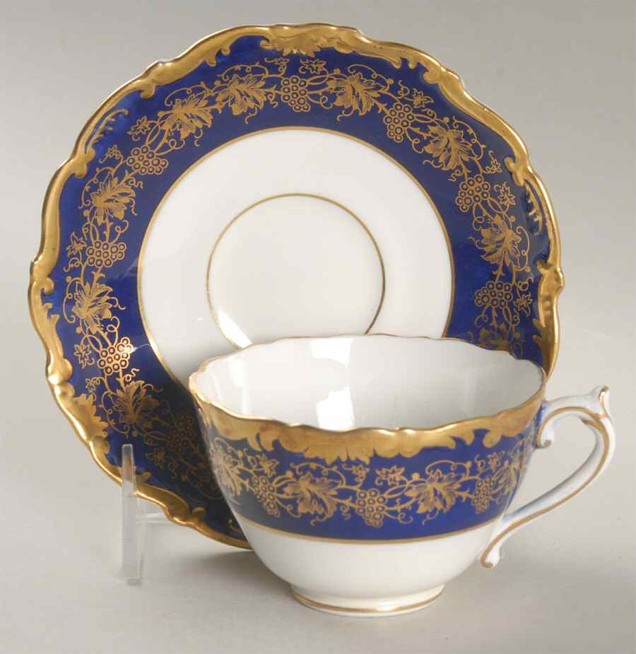 Hazelton Cobalt Blue Footed Cup & Saucer Set by Coalport-1