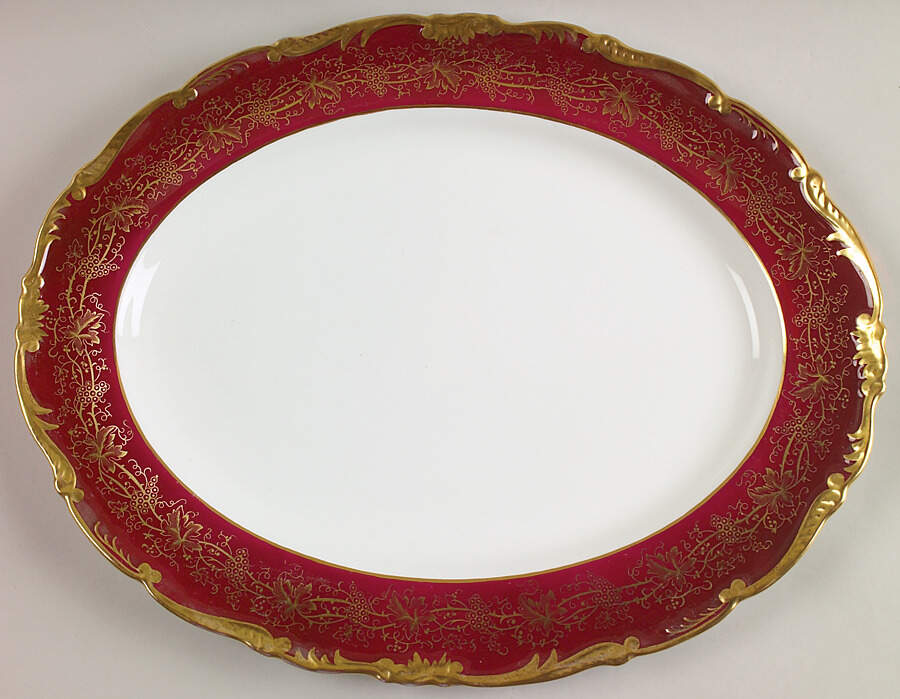 Hazelton Maroon 15" Oval Serving Platter by Coalport-1