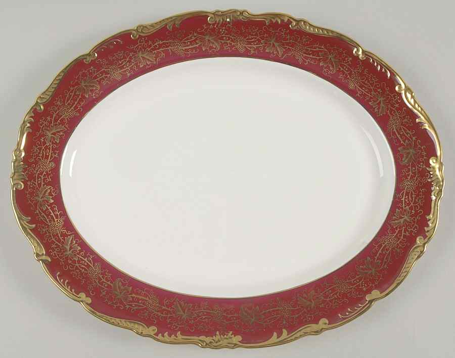 Hazelton Maroon 14" Oval Serving Platter by Coalport-1