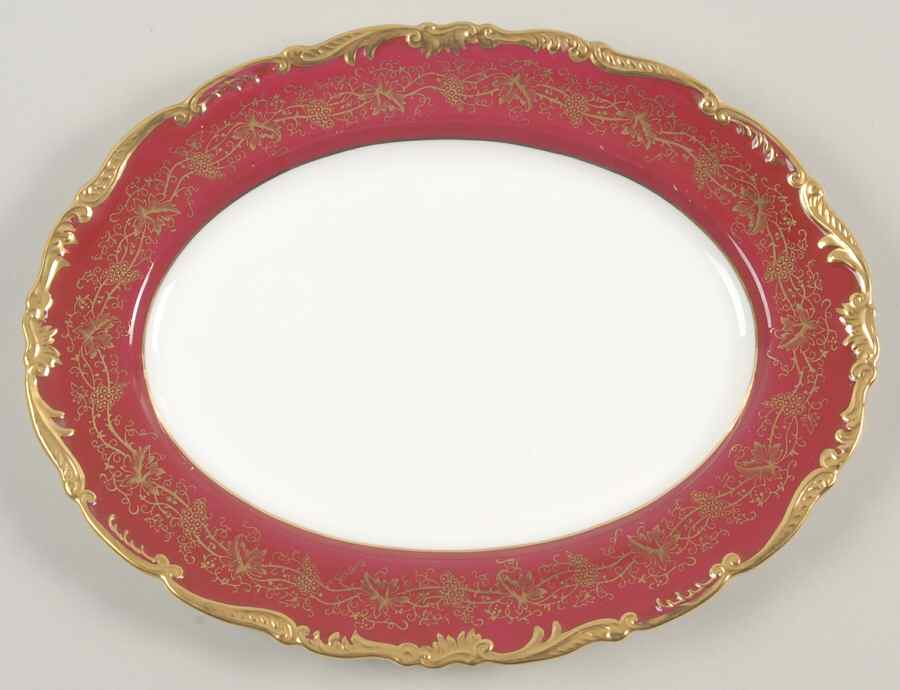 Hazelton Maroon 11" Oval Serving Platter by Coalport-1