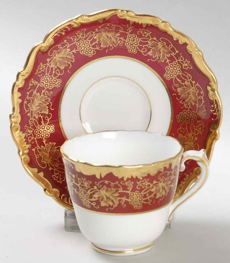 Hazelton Maroon Footed Demitasse Cup & Saucer Set by Coalport-1