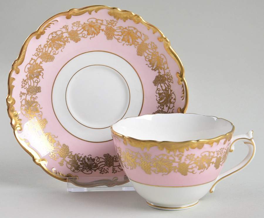 Hazelton Pink Footed Cup & Saucer Set by Coalport-1