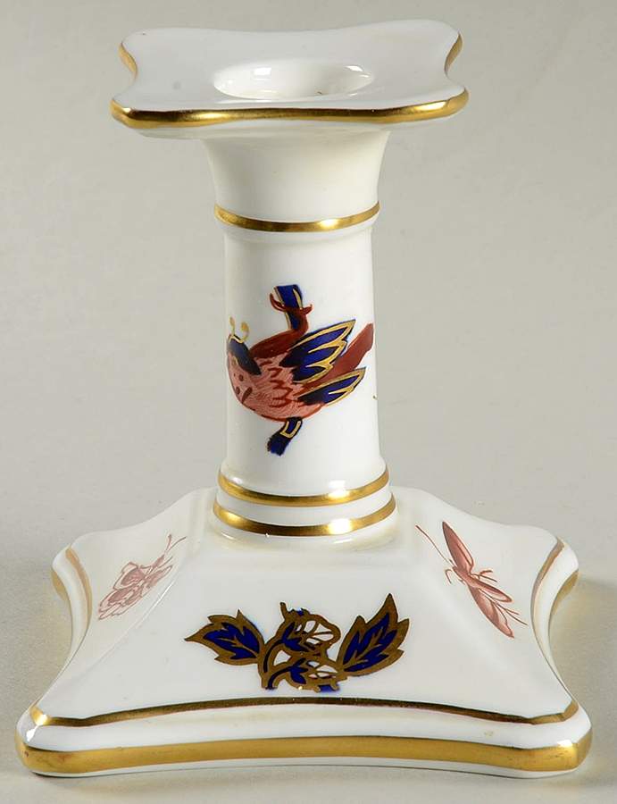 Hong Kong (New Backstamp, Mauve Flowers) Single Light Candlestick by Coalport-1