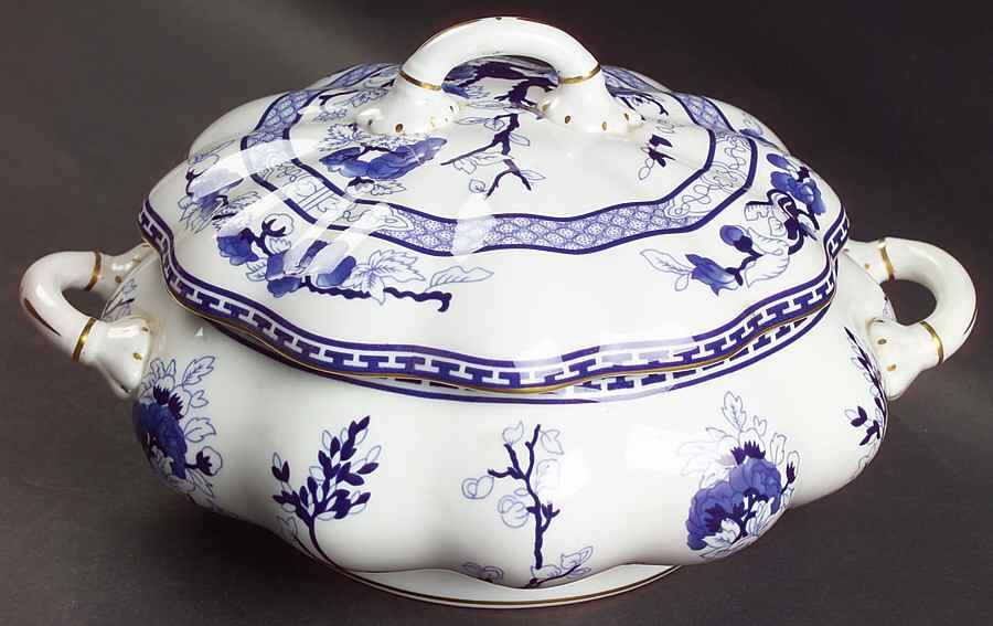 Indian Tree Blue Round Covered Vegetable by Coalport-1