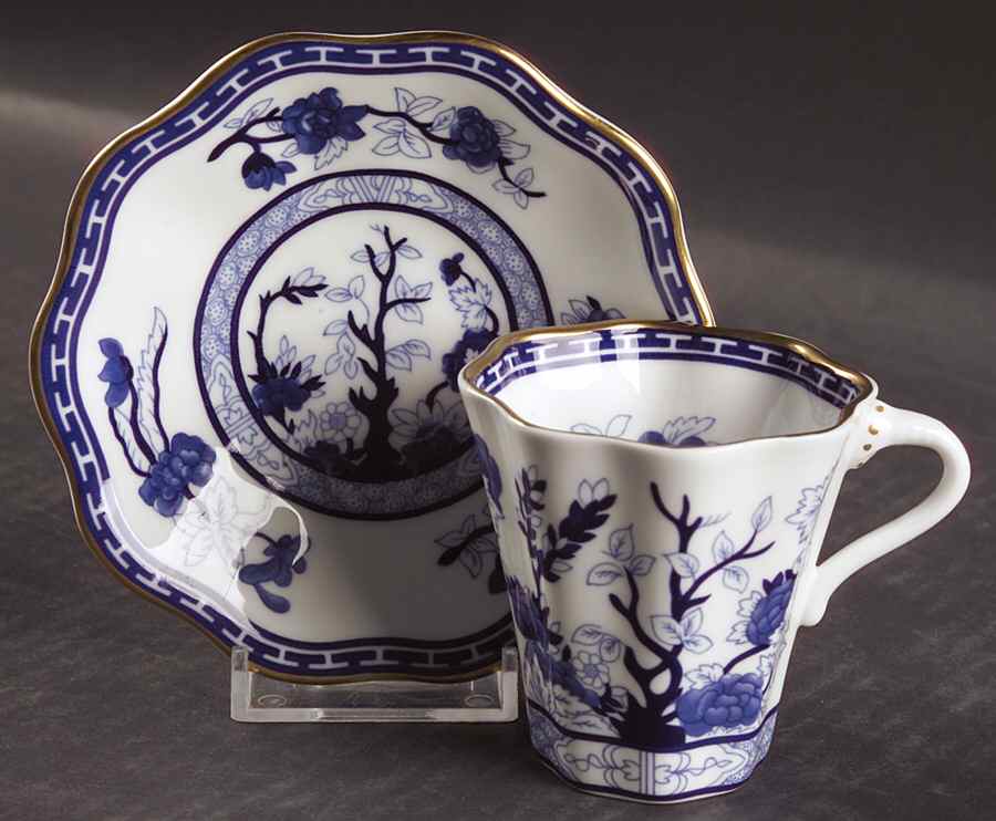 Indian Tree Blue Flat Demitasse Cup & Saucer Set by Coalport-1