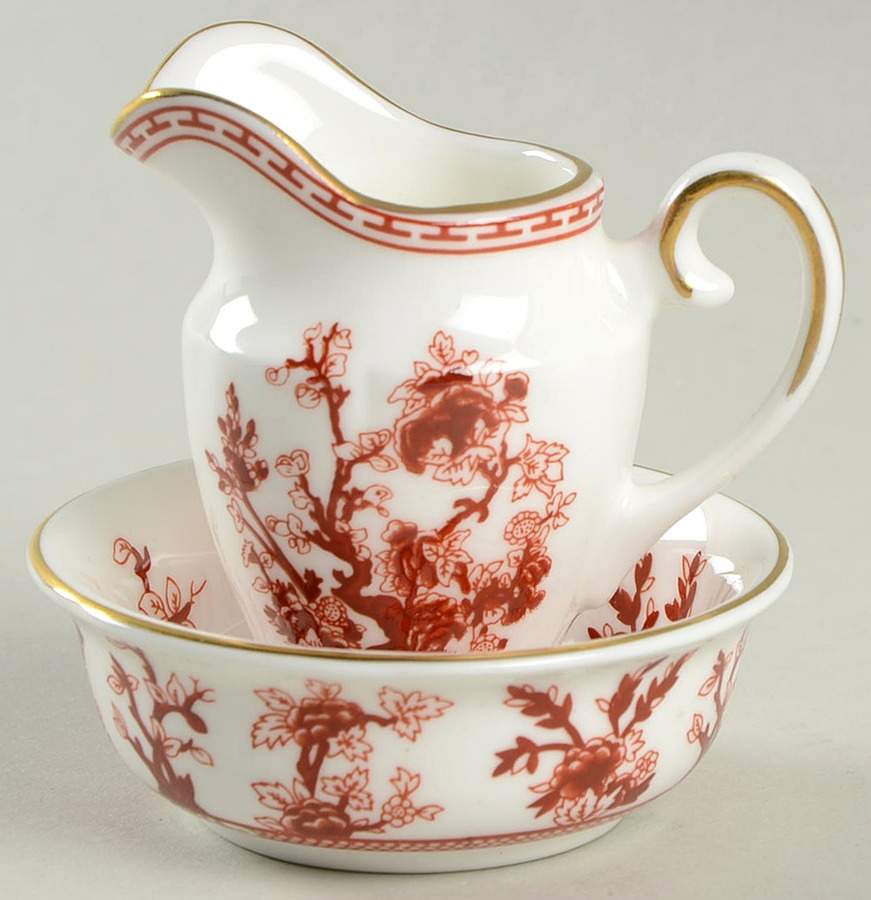 Indian Tree Coral (Scalloped) Toy Pitcher and Bowl Set by Coalport-1
