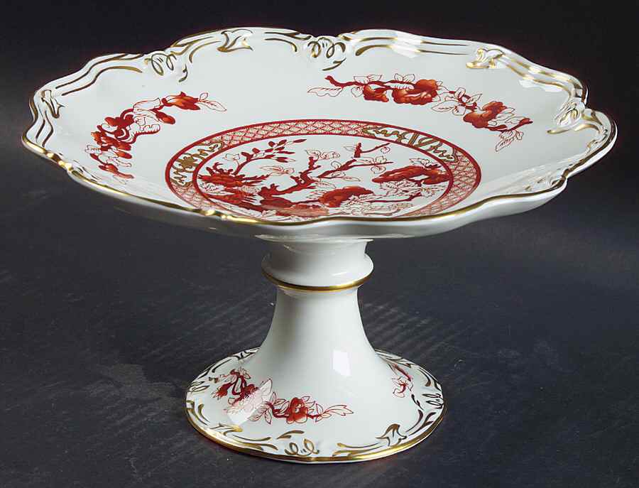 Indian Tree Coral (Scalloped) Round Compote (Height X Width) by Coalport-1