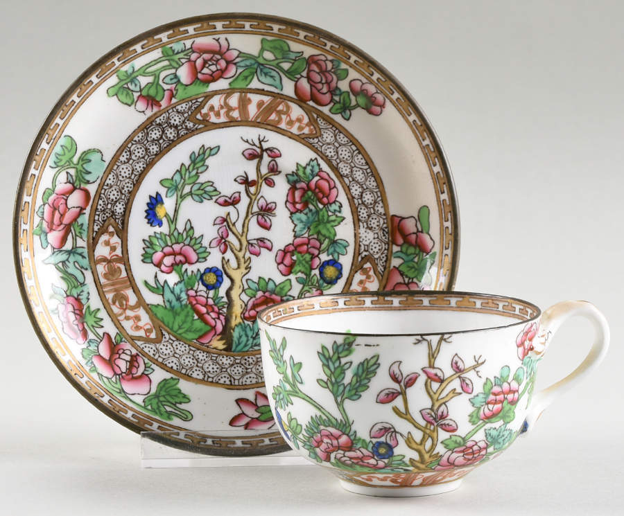 Indian Tree Multicolor (Smooth Edge) Flat Cup & Saucer Set by Coalport-1