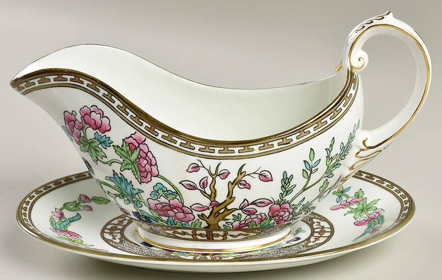 Indian Tree Multicolor (Smooth Edge) Gravy Boat & Underplate by Coalport-1