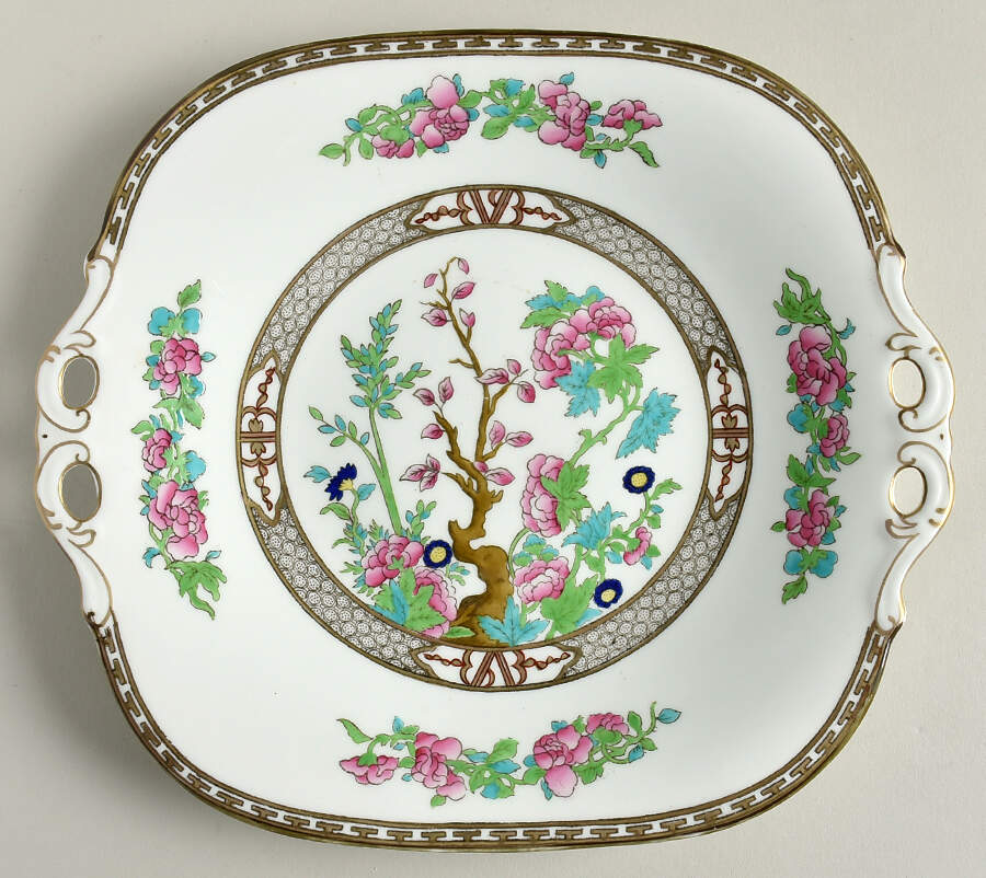 Indian Tree Multicolor (Smooth Edge) Square Handled Cake Plate by Coalport-1