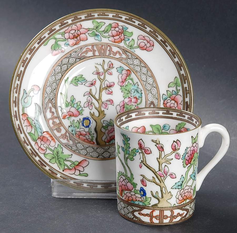 Indian Tree Multicolor (Smooth Edge) Flat Demitasse Cup & Saucer Set by Coalport-1