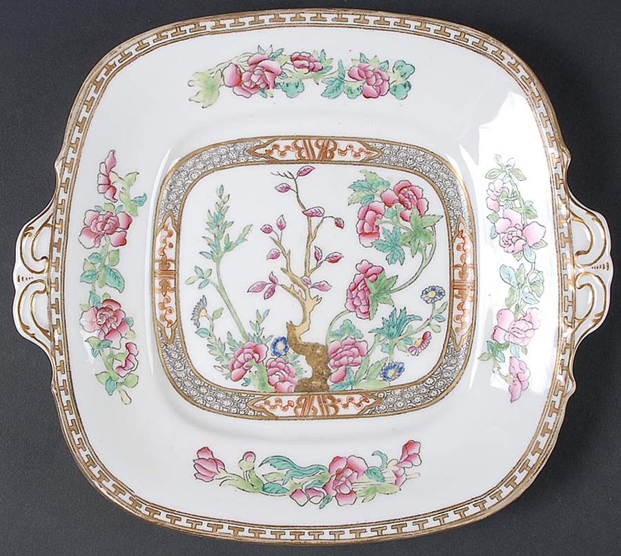 Indian Tree Multicolor (Smooth Edge) Square Handled Cake Plate by Coalport-1