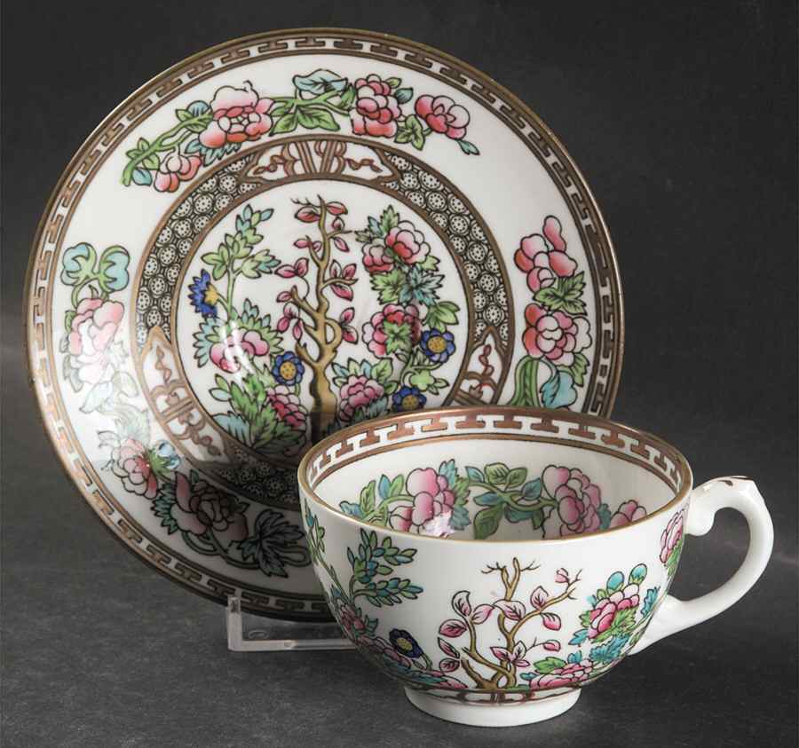 Indian Tree Multicolor (Smooth Edge) Flat Cup & Saucer Set by Coalport-1