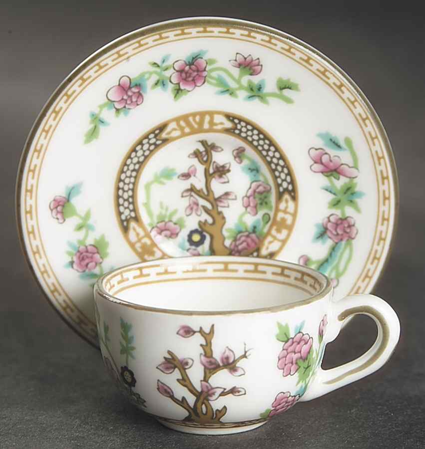Indian Tree Multicolor (Smooth Edge) Miniature Cup and Saucer Set by Coalport-1
