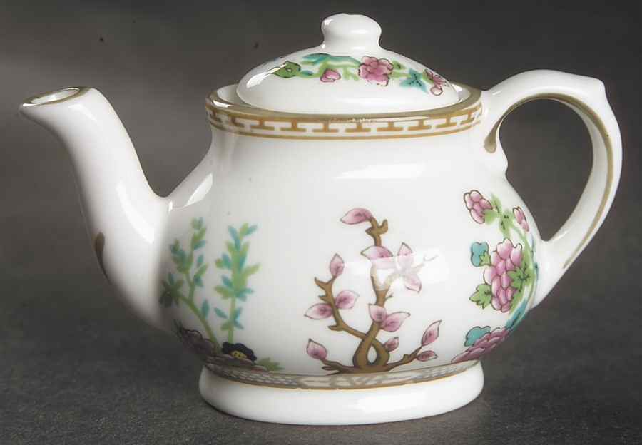 Indian Tree Multicolor (Smooth Edge) Miniature Teapot & Lid by Coalport-1