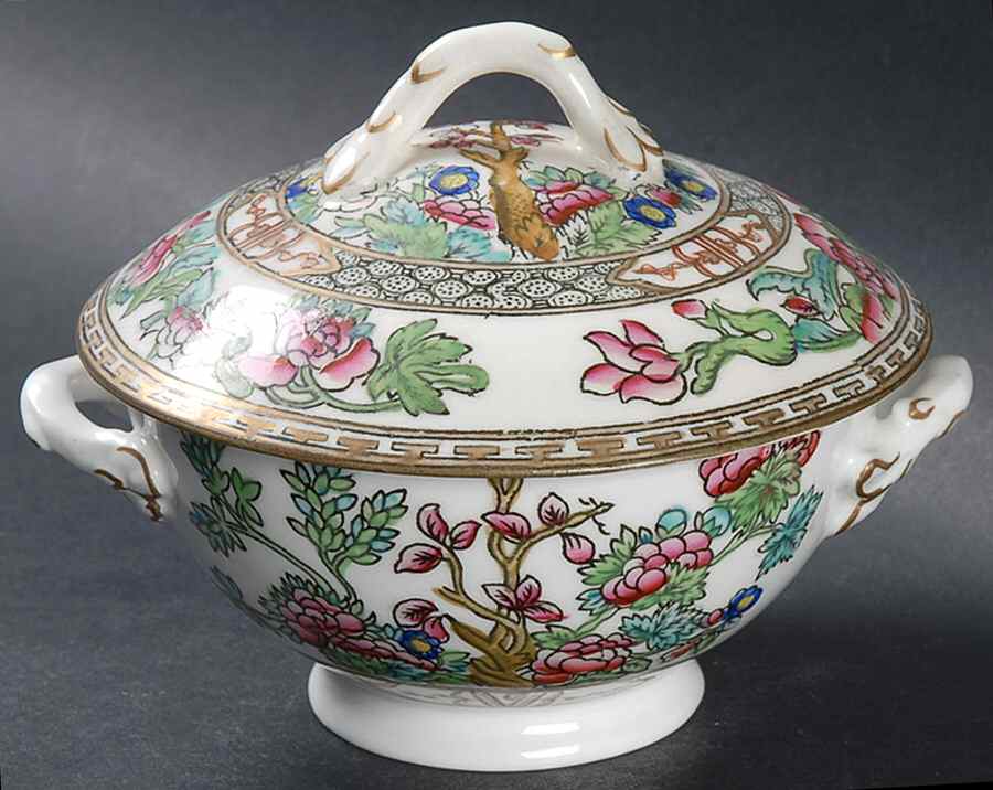 Indian Tree Multicolor (Smooth Edge) Candy Box & Lid by Coalport-1