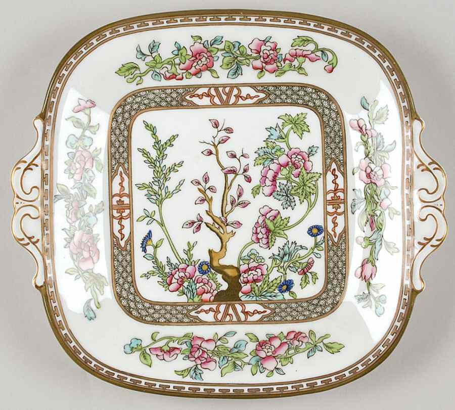 Indian Tree Multicolor (Smooth Edge) Square Handled Cake Plate by Coalport-1