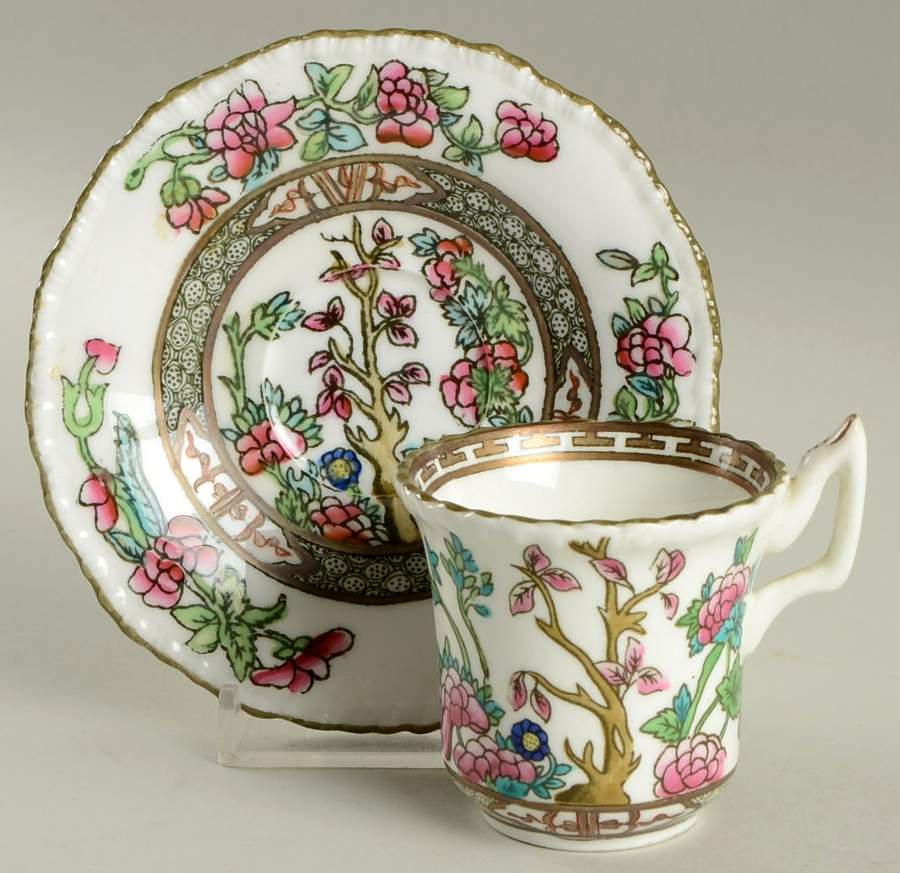 Indian Tree (Beaded) Flat Demitasse Cup & Saucer Set by Coalport-1
