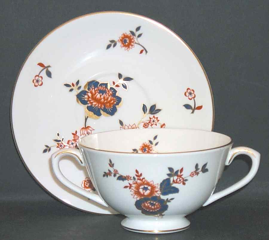 Khotar Footed Cream Soup Bowl & Saucer Set by Coalport-1