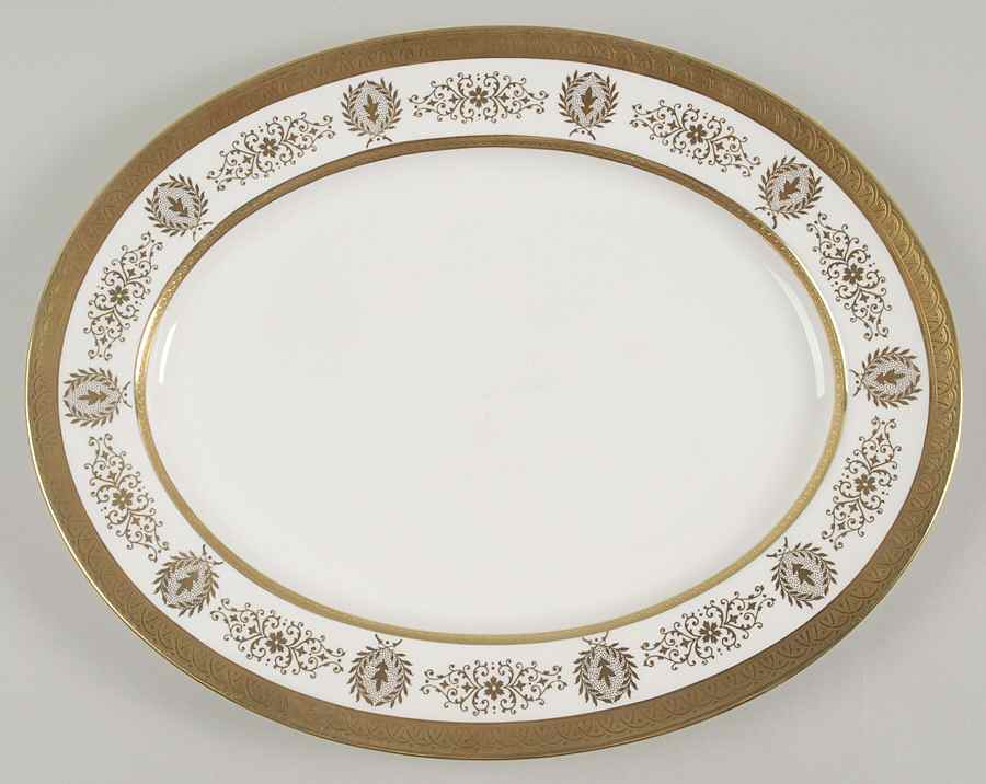 Lady Anne Gold 14" Oval Serving Platter by Coalport-1