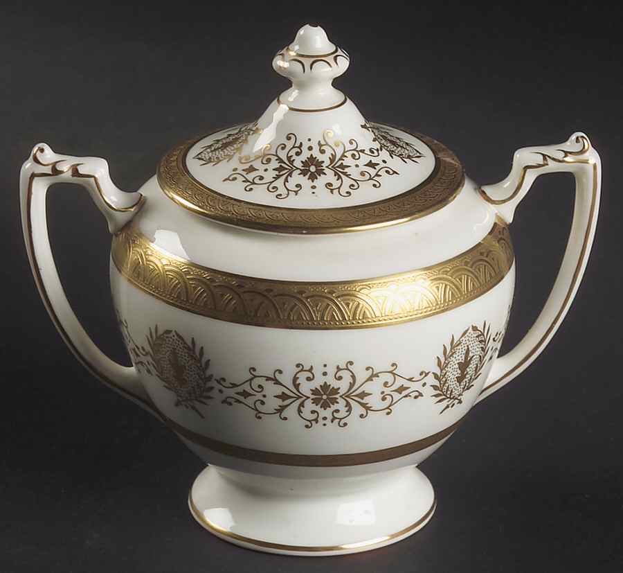 Lady Anne Gold Sugar Bowl & Lid by Coalport-1