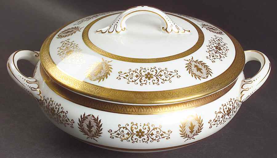 Lady Anne Gold Round Covered Vegetable by Coalport-1