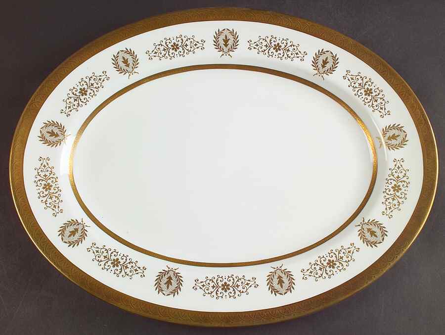 Lady Anne Gold 15" Oval Serving Platter by Coalport-1
