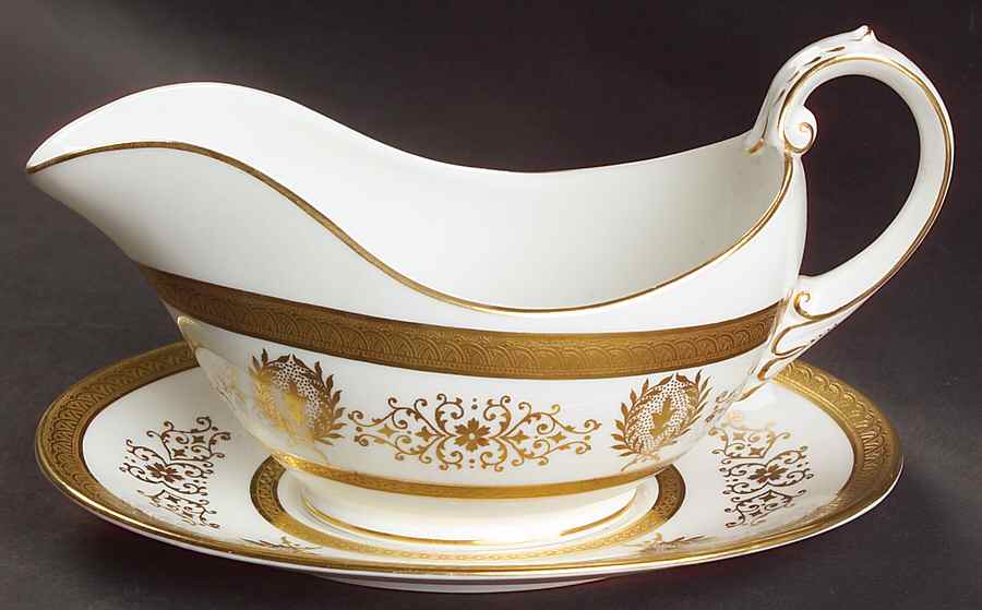 Lady Anne Gold Gravy Boat & Underplate by Coalport-1