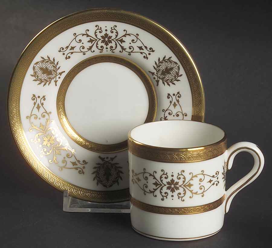 Lady Anne Gold Flat Demitasse Cup & Saucer Set by Coalport-1